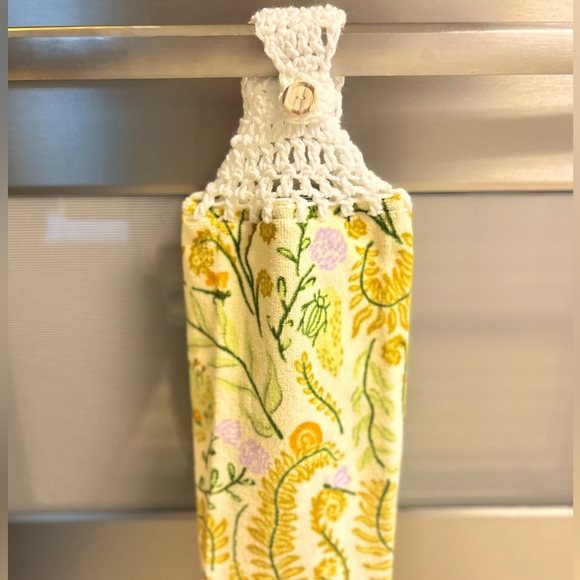 Hand Crafted Colorful Dragonflies Floral Hanging Hand Towels Crochet Top - Picture 12 of 12